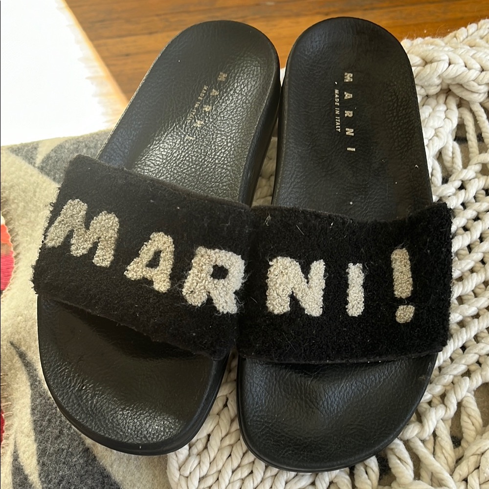 Marni Black Slide Sandals